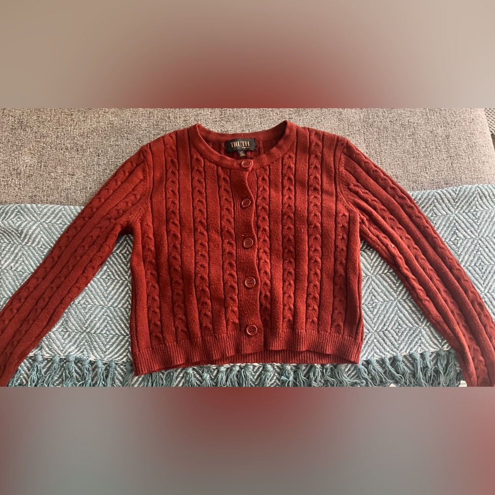 Burnt Orange TRUTH cashmere button up sweater